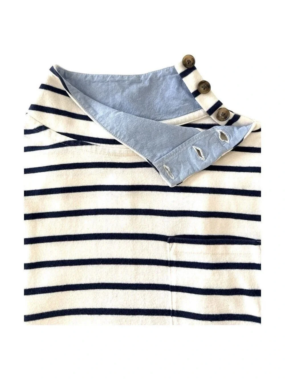Vineyard Vines Striped Button Mockneck Cotton Long Sleeve Top Size Small - Picture 5 of 8